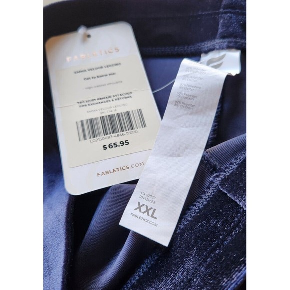 Fabletics Emma Velour High Rise Legging Size XXL Deep Navy Blue NEW With Tags! - Picture 2 of 9